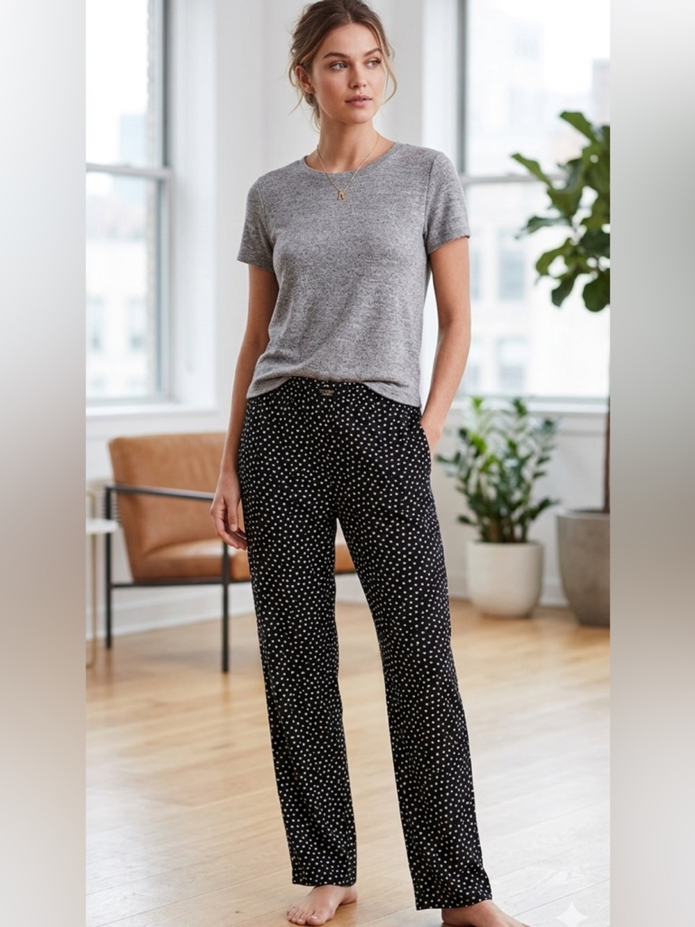 Victoria's Secret Black Heart-Print Lounge Pants